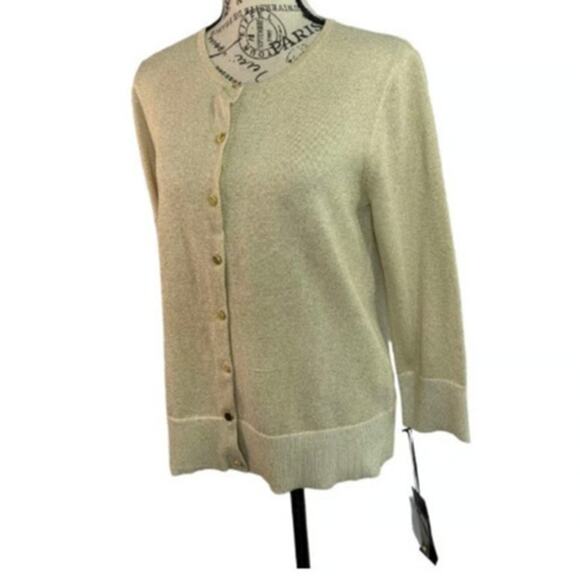 Nue Options Women's Medium Sweater Button Down Gold Sequins Long Sleeve NEW - Picture 1 of 14